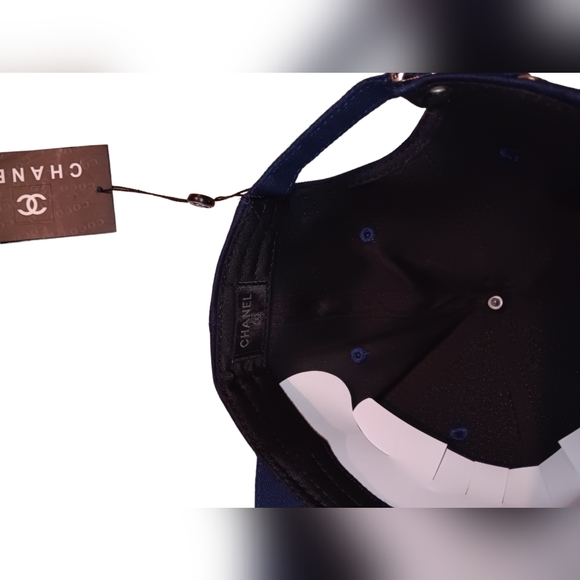 Women's Designer Navy With Gold Embroidery Baseball Cap - Picture 3 of 5